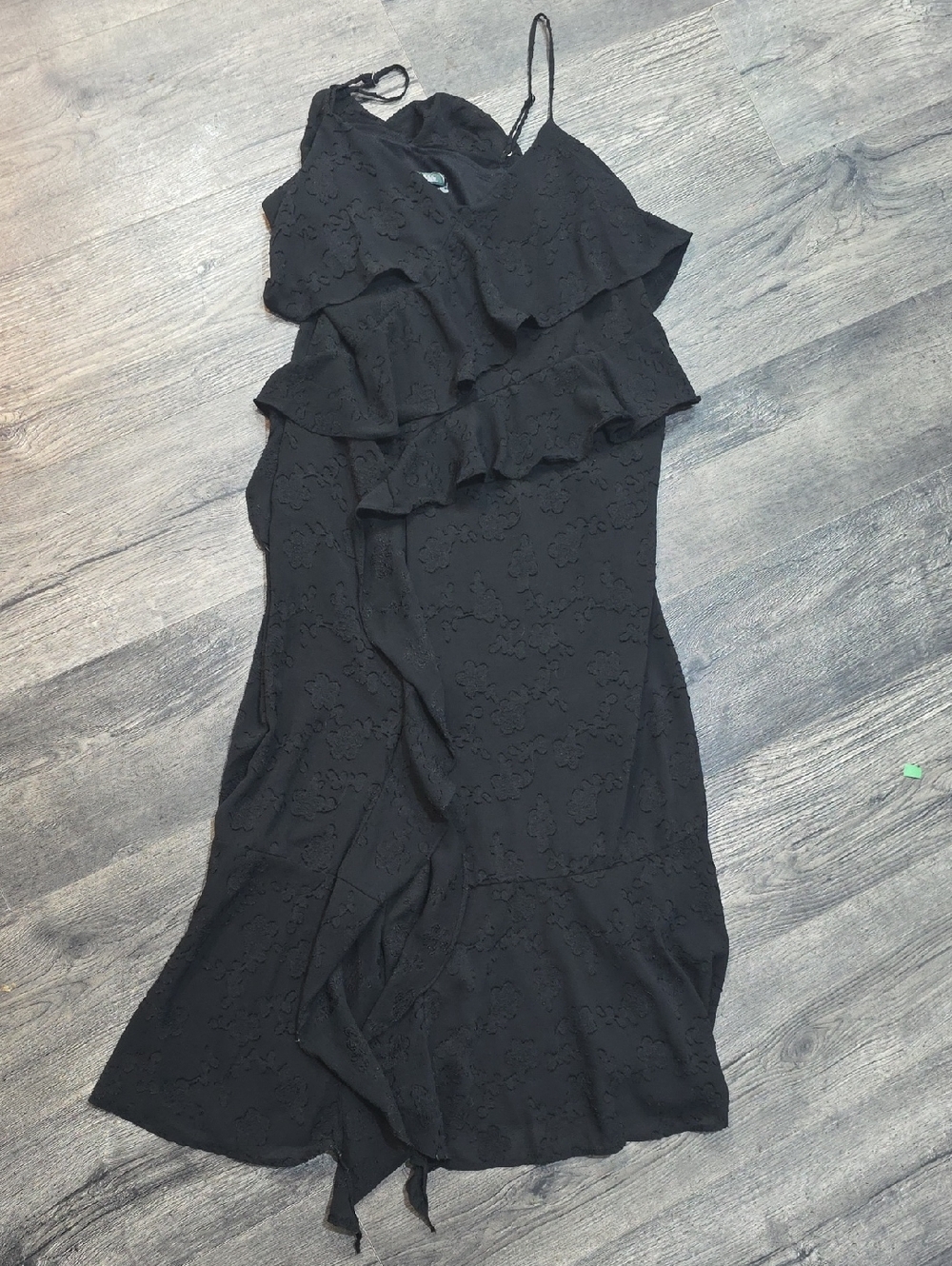 wild fable Black Ruffle Midi Dress With Slit